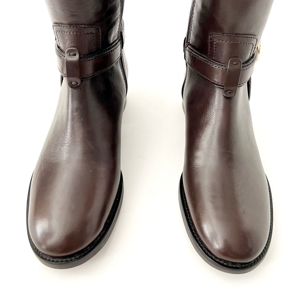 TORY BURCH | Tall Riding Boots Bristol Dark Brown Coconut Leather Size 7 - Picture 6 of 15